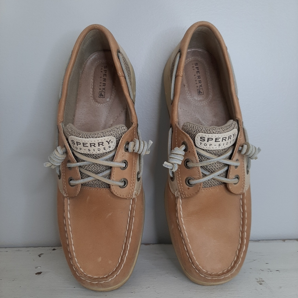 SPERRY Topsider Bluefish Boat shoe Women's 9 Leather Lace Up Tan Brown
